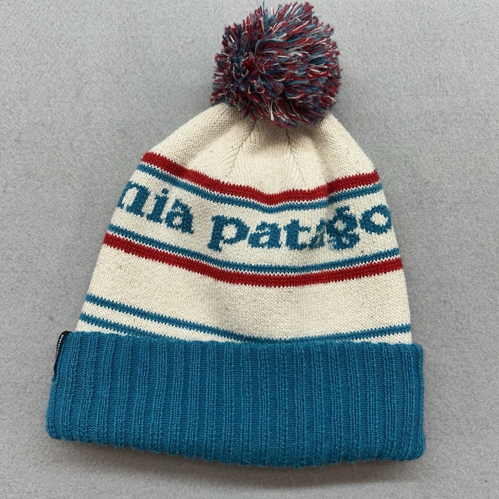 Patagonia Adults Powder Town Beanie One Size Striped Pom Winter Hat